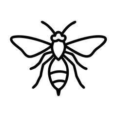 Wasp Line Icon – Simple Insect Outline Vector Illustration Isolated