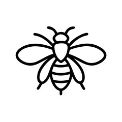 Obraz premium Bee Line Icon – Minimalist Insect Outline Vector Isolated on White