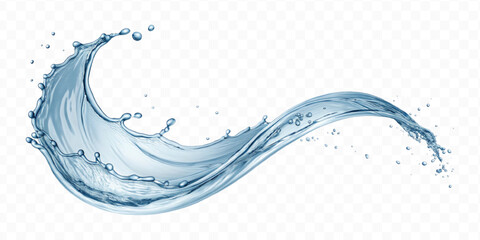 smooth liquid water splash in curve style isolated on transparent background