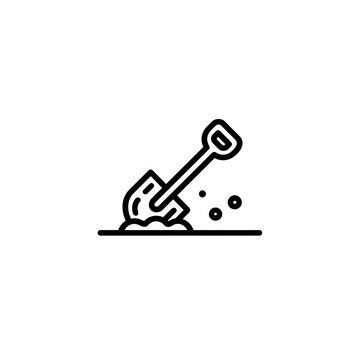 shovel digging ground black outline clip art preview