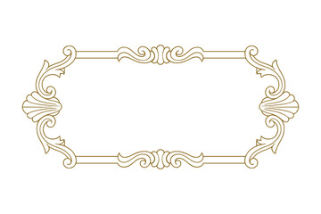 Ornate Gold Decorative Frame with Floral Motifs Isolated