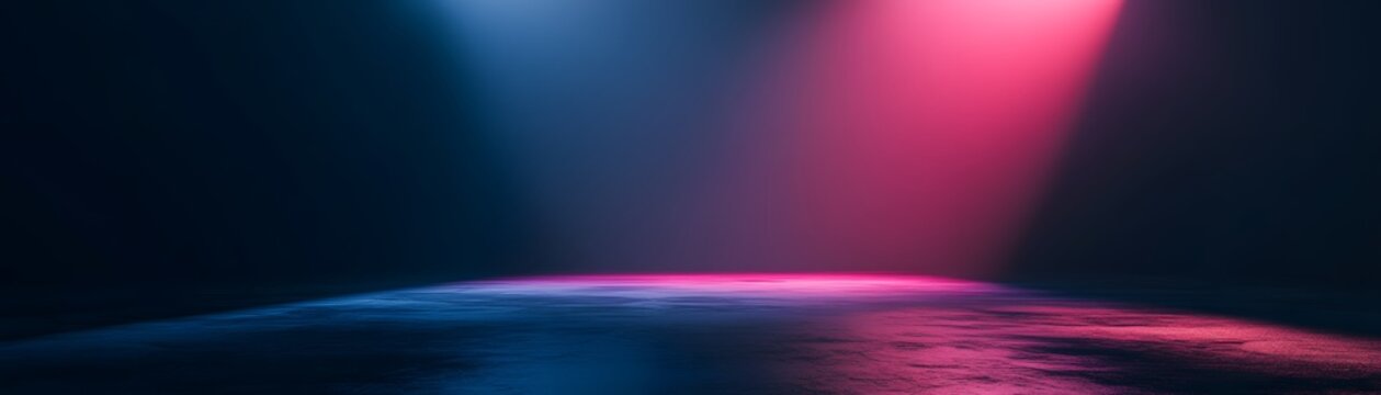 Vibrant  space illuminated by dual spotlights.