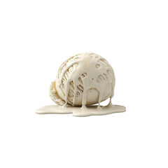 Fototapeta premium Melted Scoop of Vanilla Ice Cream with Dripping Sauce