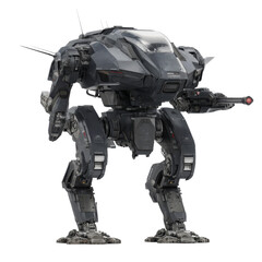 Naklejka premium Futuristic Combat Mech Powerful War Machine, 3D Render