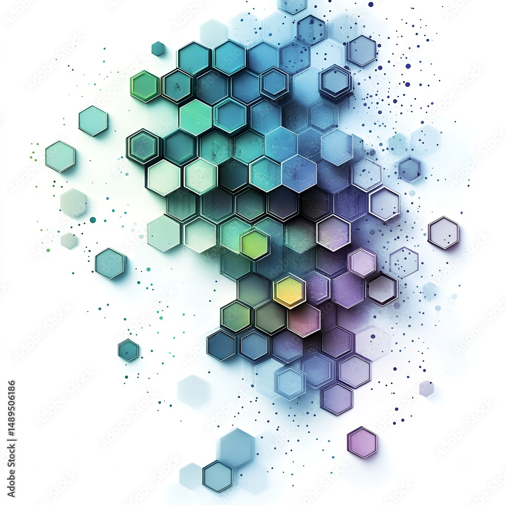 Poster abstract hexagon pattern background design digital technology modern geometric shapes colorful hexag