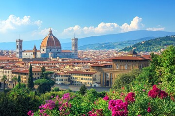 Obraz premium Florence Cathedral and the Cityscape from Boboli Gardens