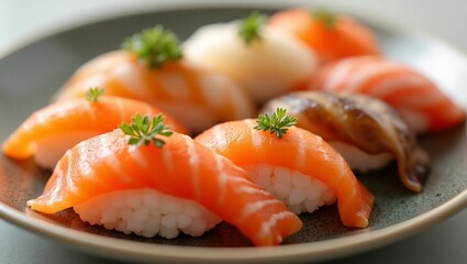 Macro Shot of Sushi Rolls – Detailed Close-Up of Traditional Japanese Food with Fresh Ingredients and Elegant Presentation