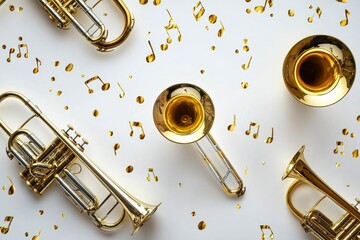 Naklejka premium Captivating musical notes complementing the brass ensemble.