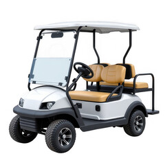 Compact Electric Golf Cart with Beige Seats and Stylish Design
