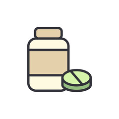 Pill Container And Tablet Symbolizing Medicine For Health On White