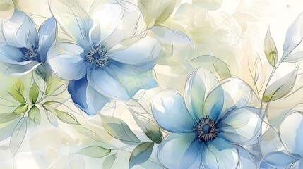 Obraz premium Soft and dreamy watercolor flowers in calming colors