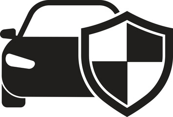 Minimalist Car and Shield Icon—Vector Design Symbolizing Automotive Security and Safety