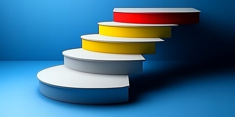 Abstract Colorful Steps Leading Upward Success Concept 3D Render Modern Design Background