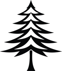 Elegant black pine tree logo vector design with transparency