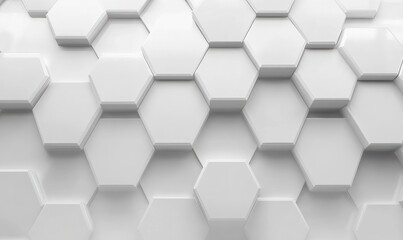 Naklejka premium 3d white hexagonal tiles arranged in a repetitive geometric pattern creating a modern textured wall effect