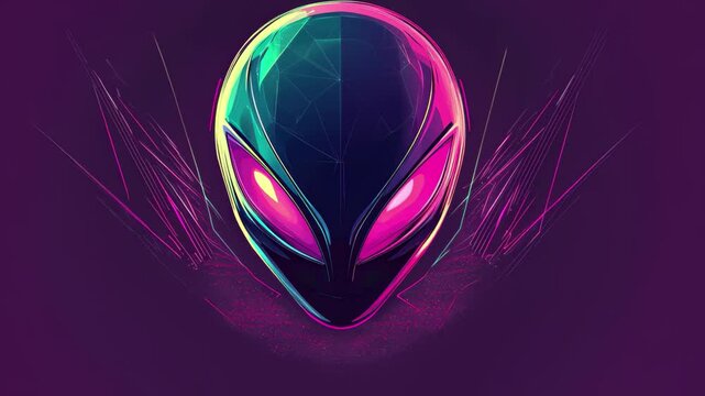 Futuristic alien logo design for t shirt featuring vibrant colors and sleek lines on a clean background, Futuristic alien logo t shirt design, clean background