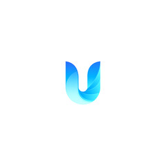 Fototapeta premium blue letter u monogram logo