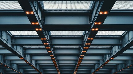 Industrial metal beams grid pattern
