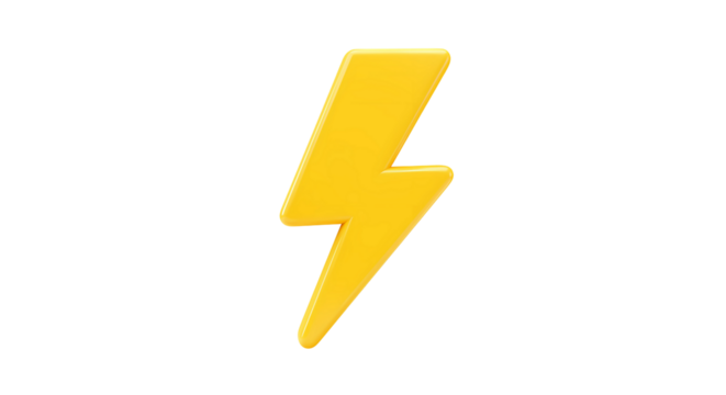 Yellow Lightning Bolt Icon  High-Resolution Graphic for Design Projects