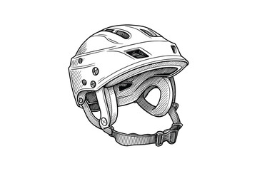 Detailed Monochrome Line Art of a Sports Protective Headgear Item