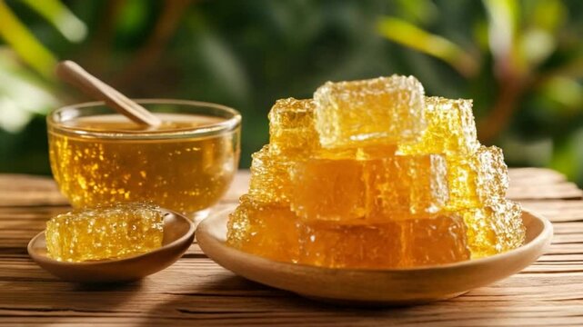 Golden Honeycomb Delight: A Sweet Treat from Nature's Bounty