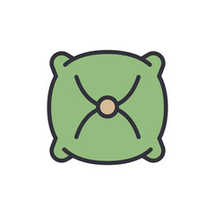 Green Pillow Design With Cute Rounded Corners And Circular Center