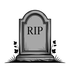 Elegant RIP Tombstone Silhouette: Gothic Art for Creative Projects