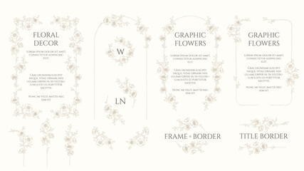  Set of  frames, borders and monogram frames. Anemone decor.