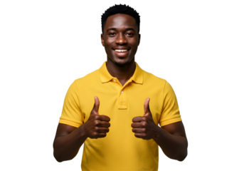 Smiling Man Giving Thumbs Up on Transparent Background