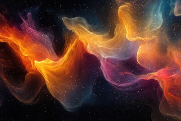 Obraz premium Abstract nebulae swirls in deep space. Fluid, vibrant colors flowing through a cosmic void
