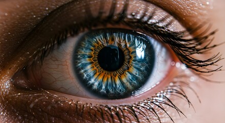 Close-Up of a Bright Eye with Glittering Shimmering Details