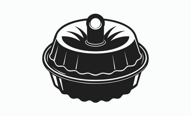 Cake pan silhouette, Baking pan icon, Round cake mold, Cake Pan Black Vector Silhouette Illustration 