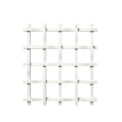 Rustic charm, A white wooden trellis against a clean aesthetic, perfect for climbing plants in gardens or interior decoration