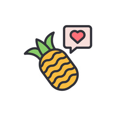 Isolated Pineapple With Heart Shape Speech Bubble Symbolizing Affection