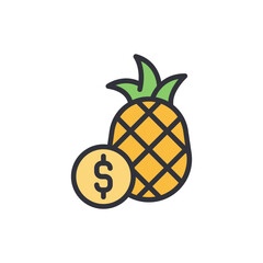 Conceptual Illustration Of Pineapple And Dollar Symbol On Transparent Layout