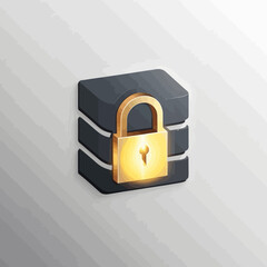 Glowing gold lock block Cyber protection