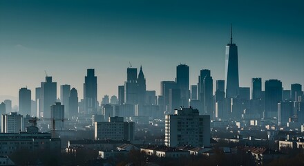 Naklejka premium Modern City Skyline in Watercolor Style with High Color Quality