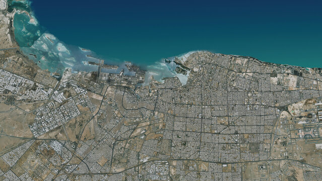 Jeddah Satellite City Map Clean Sky