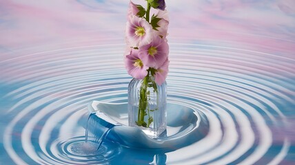 pink flower in water