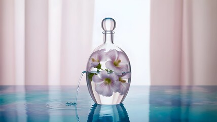 Beautiful pink and green flowers in a vase on a table