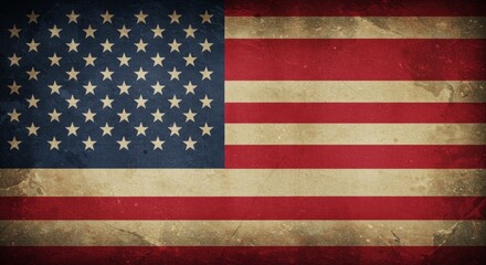 Distressed American flag with aged texture symbolizing history and freedom