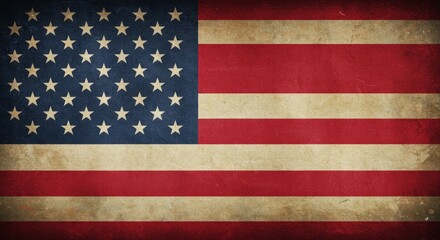 Naklejka premium Distressed United States Flag with Vintage Grunge Texture and Symbolic Imagery