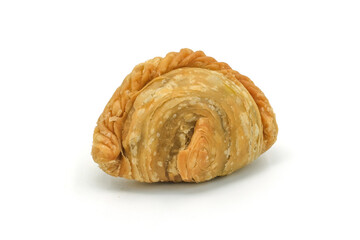 curry puff pastry isolated on white background. Snacks in Thailand. Bean Paste Pastries