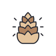 Stylized Fir Cone Icon With Gentle Tones On Transparent Layer