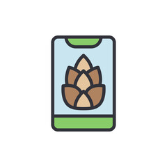 Modern Mobile Interface Displaying Floral Bud Symbol On A Device