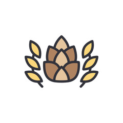Stylized Hop Cone With Wheat Stalks Representing Agriculture