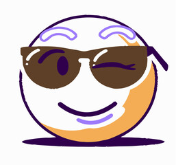 Cool Emoji Face with Sunglasses Winking