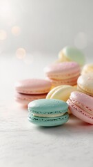 Obraz premium Delightful Pastel Macarons A Close-Up of Colorful French Pastries