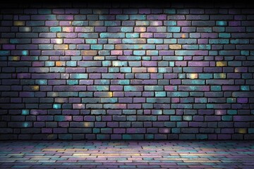 Empty room with vibrant brick wall, spotlight