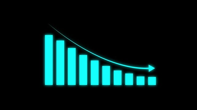 Animated down graph icon designed business or finance concept icon. Finance, Business Info graphic animation, Bar graph. business loss graph